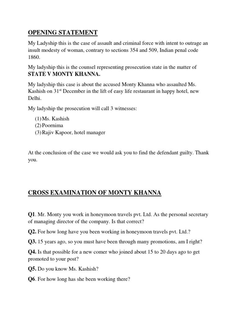 Opening Argument Opening Statement | PDF | Crime & Violence | Crime