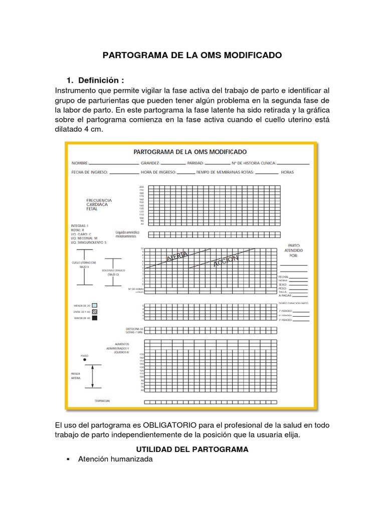 Partograma OMS Modificado: Guía y Uso | PDF | Parto | Cuidado de la salud