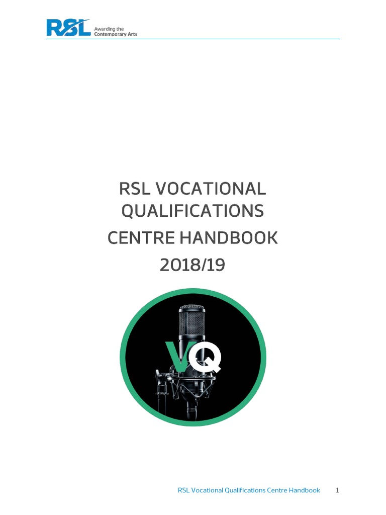 RSL Vocational Qualifications Handbook | PDF | Verification And ...