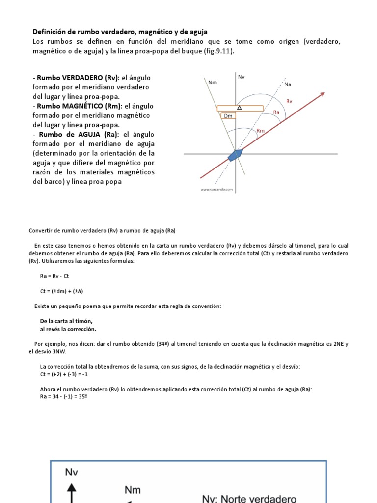 Tipos y Cálculo de Rumbos Náuticos | PDF | Geodesia | Geofísica