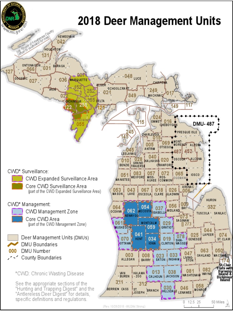 Map of Chronic Wasting Disease areas in Michigan Michigan Wellness