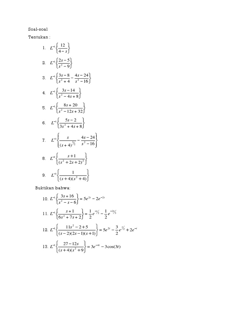 Soal Transformasi Invers Laplace | PDF