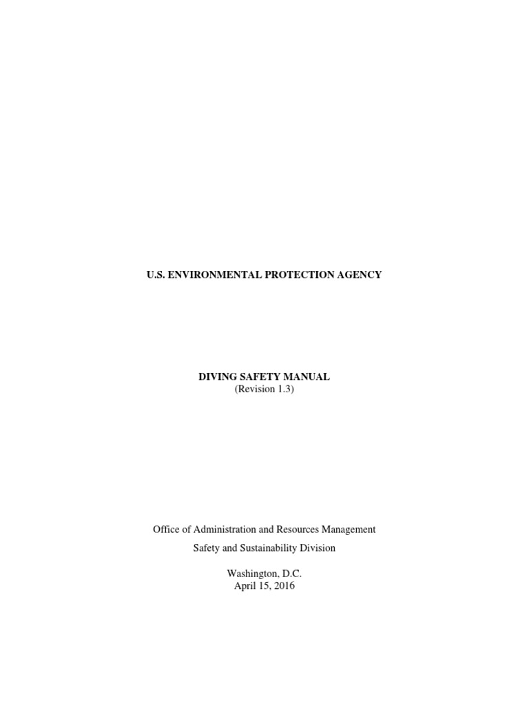 Epa Diving Safety Manual 2016 PDF Scuba Diving Underwater Diving