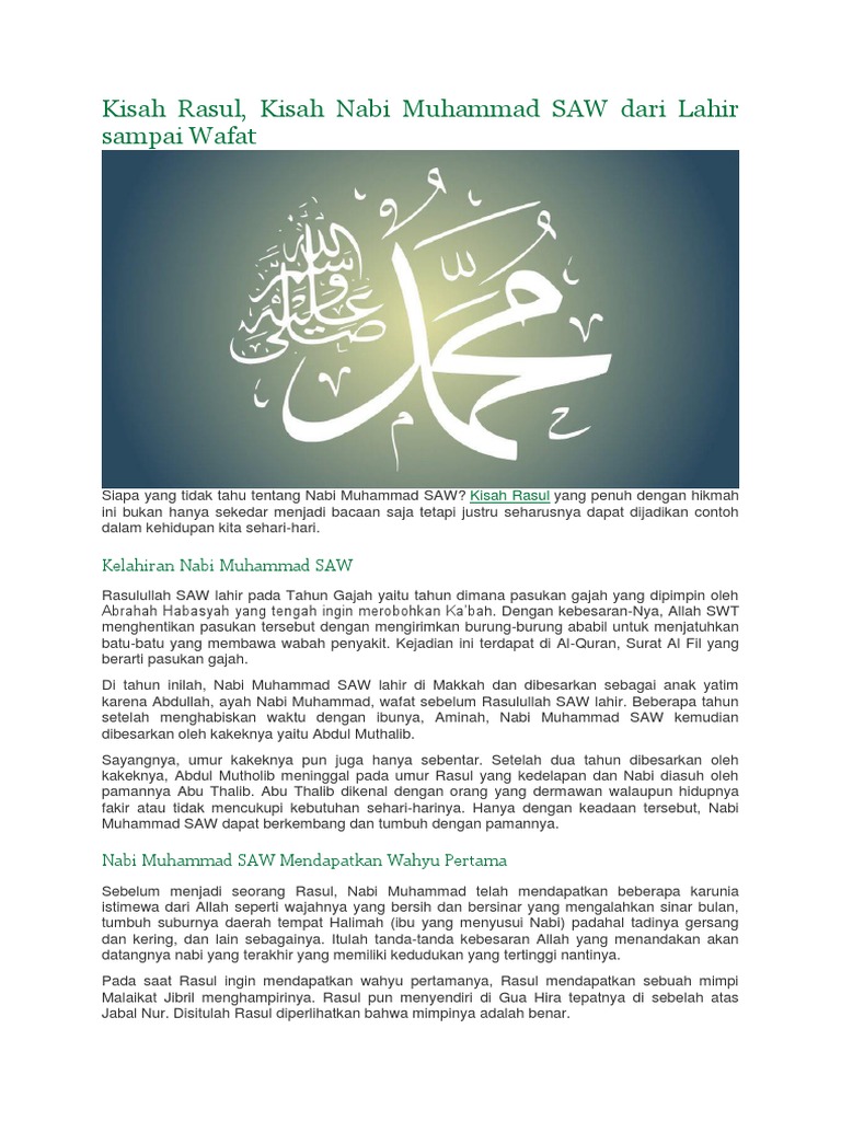 Cerita Nabi Muhammad Dari Lahir Sampai Wafat - Sejarah Nabi Muhammad
