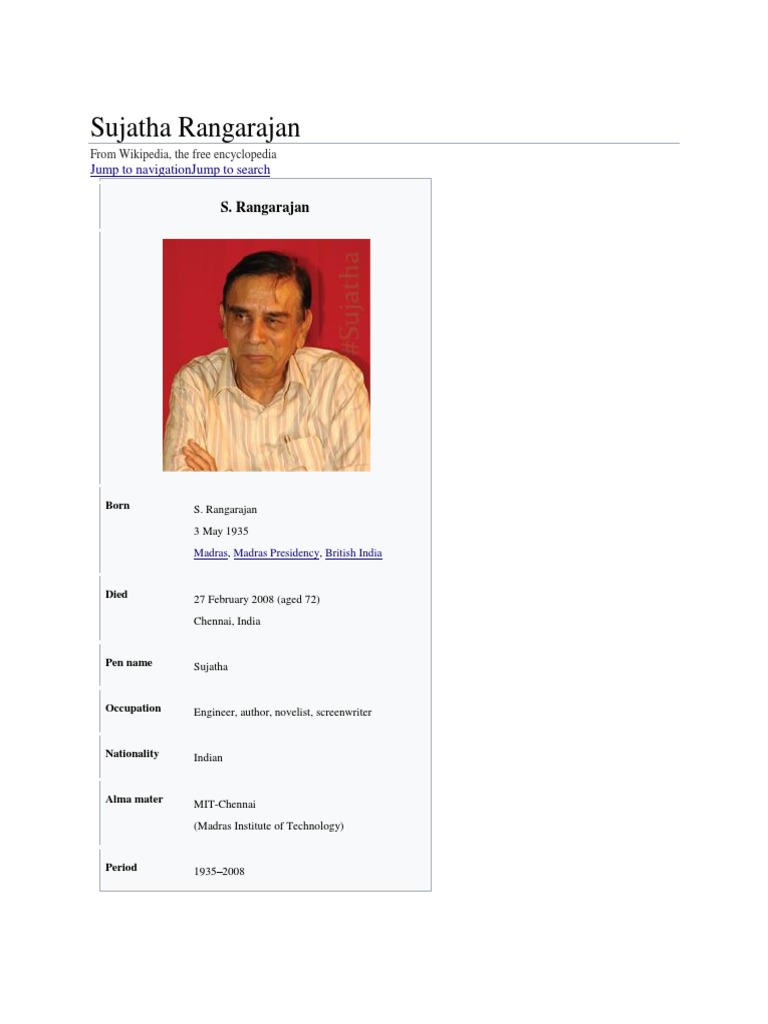 Sujatha Rangarajan Words | PDF