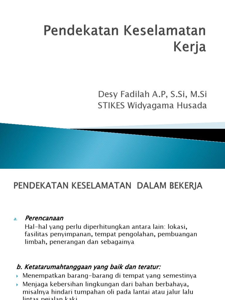 Pendekatan Keselamatan Kerja Pdf