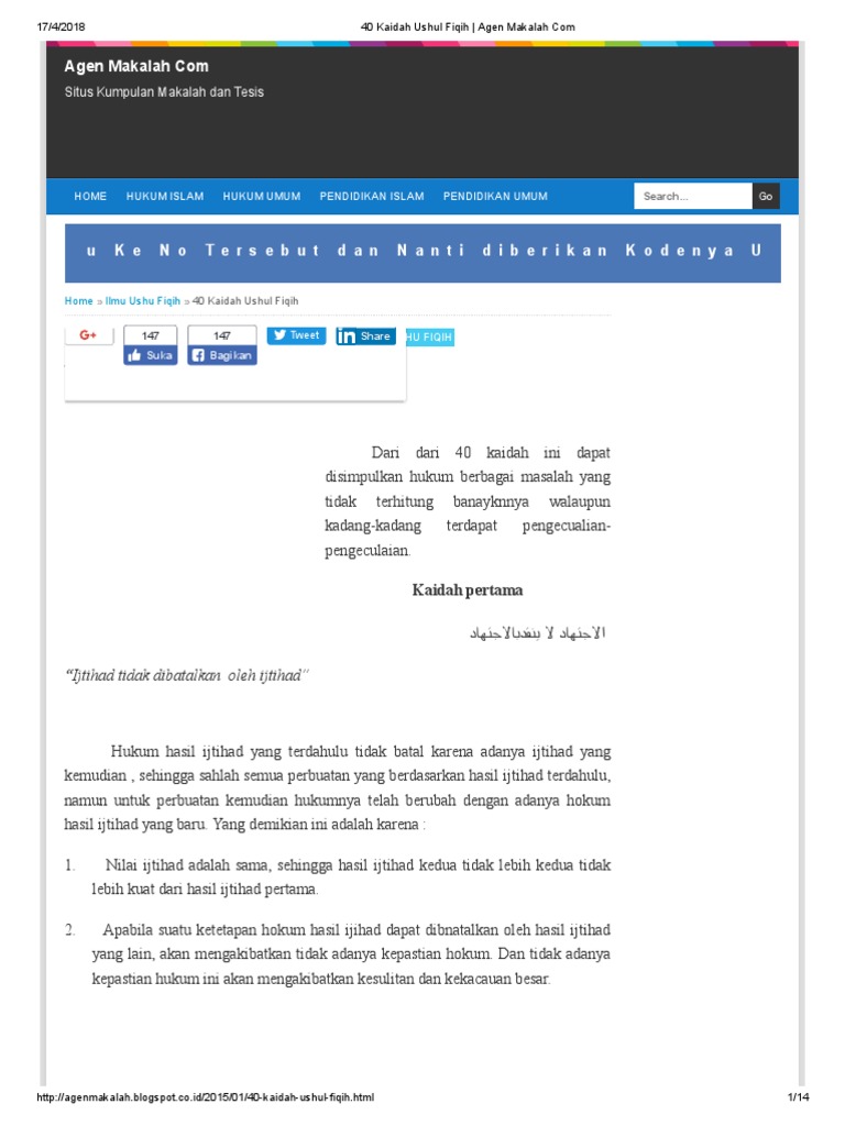 40 Kaidah Ushul Fiqih Agen Makalah Com Pdf