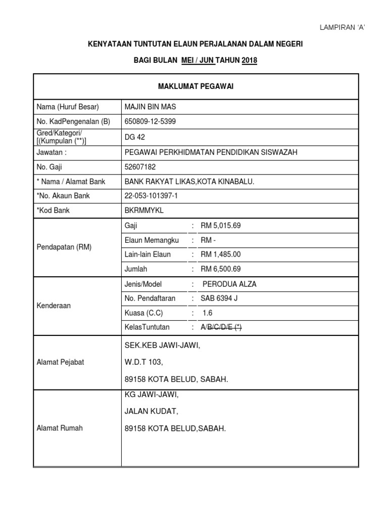 Borang Claim JPN Buka Tender  PDF