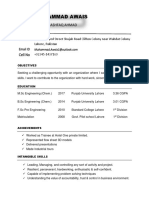 Muhammad Awais Resume - Chemical Engineer