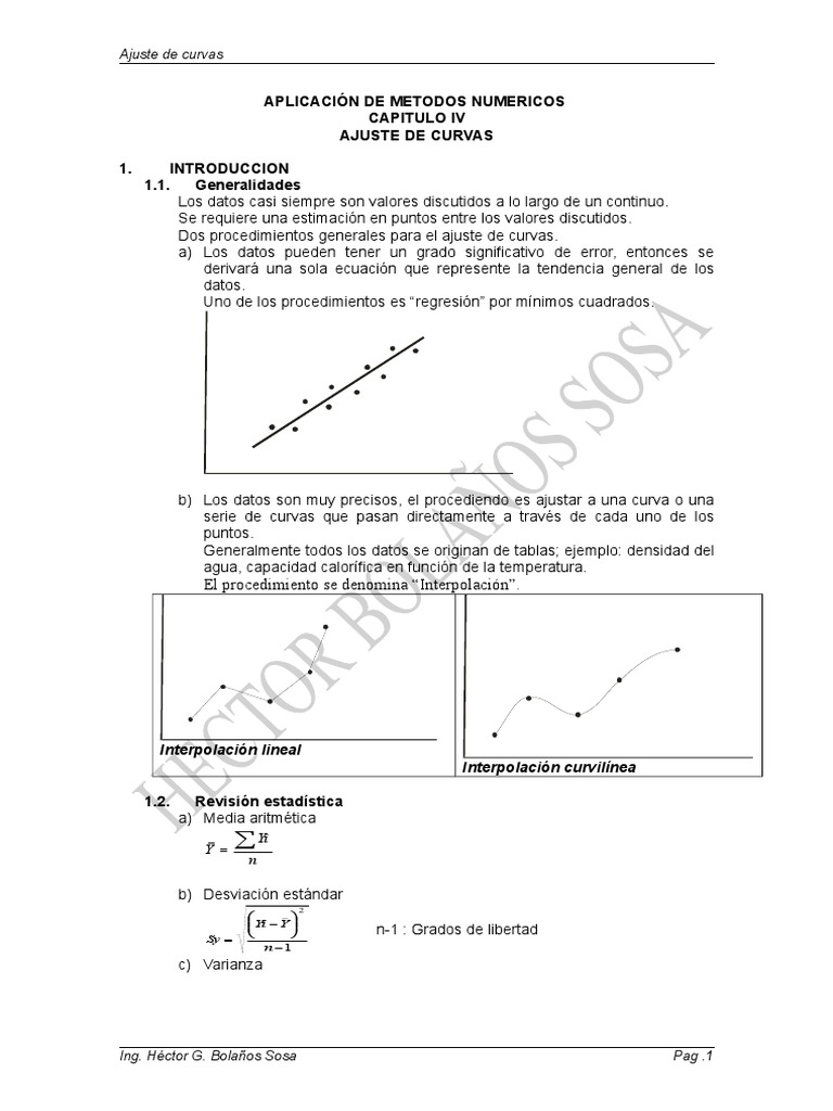 Capitulo IV (Ajuste de Curvas) PDF Mínimos cuadrados Regresión lineal