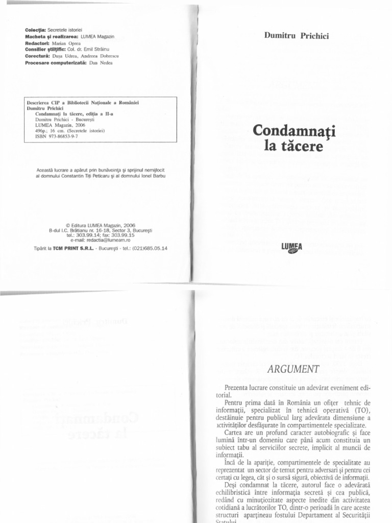 Dumitru Prichici Condamnati La Tacere Pdf