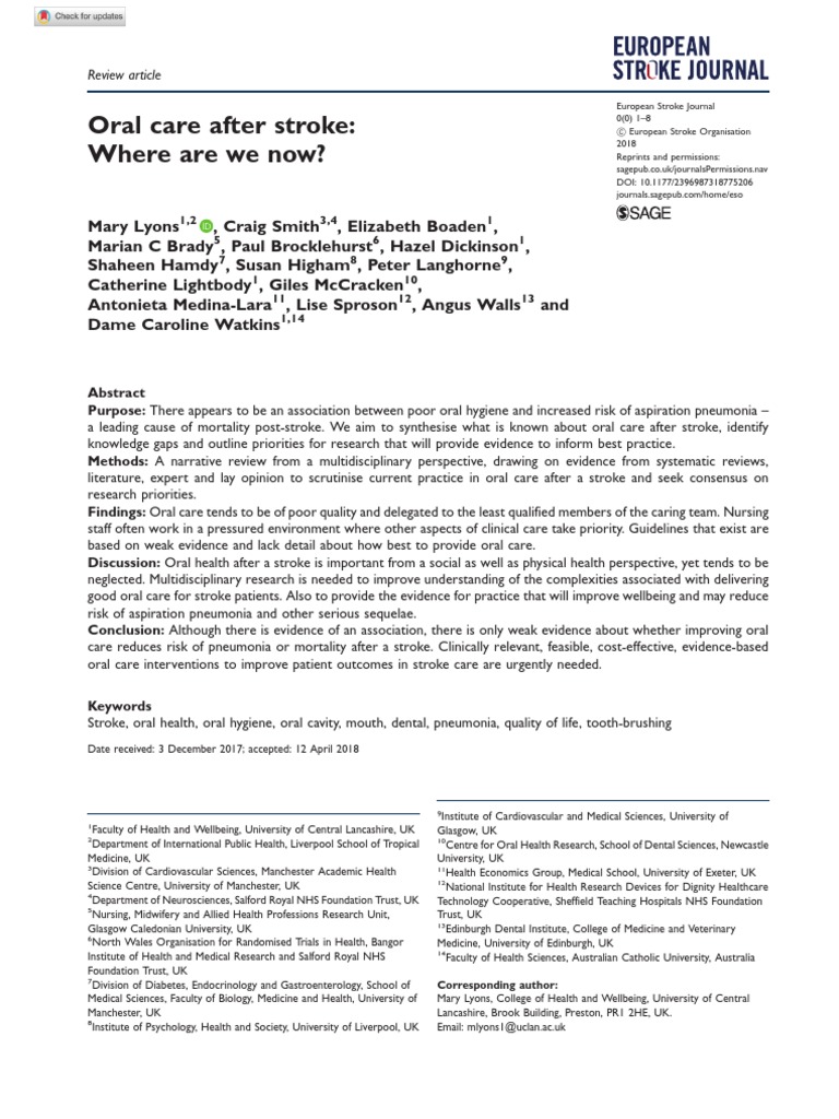 Oral Care | PDF | Oral Hygiene | Stroke