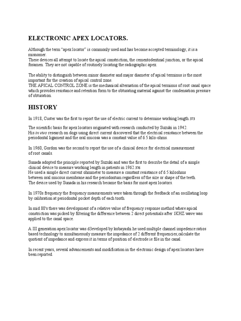 Apex Locators PDF Electrical Impedance Mouth