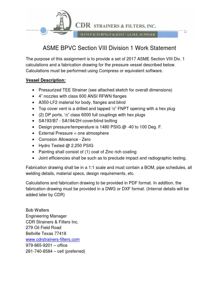 Asme Code Calculation Sow For Ts Strainers Tee Strainer 092018 PDF