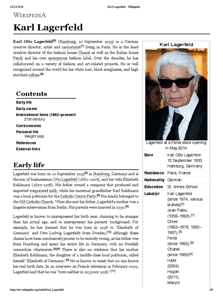 Karl Lagerfeld - Wikipedia, PDF, Clothing