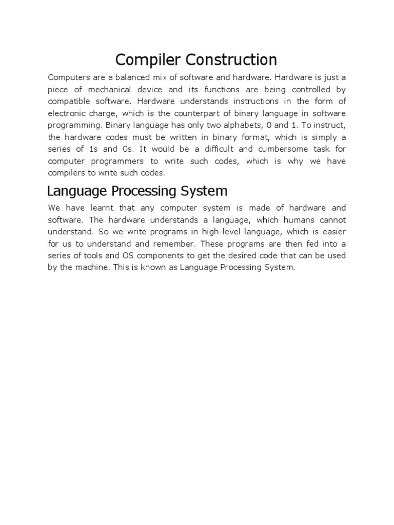 Understanding Compiler Construction Basics | PDF | Parsing | Compiler