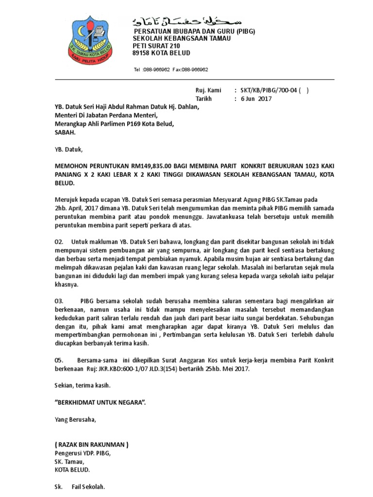 Surat Permohonan Yb Pdf