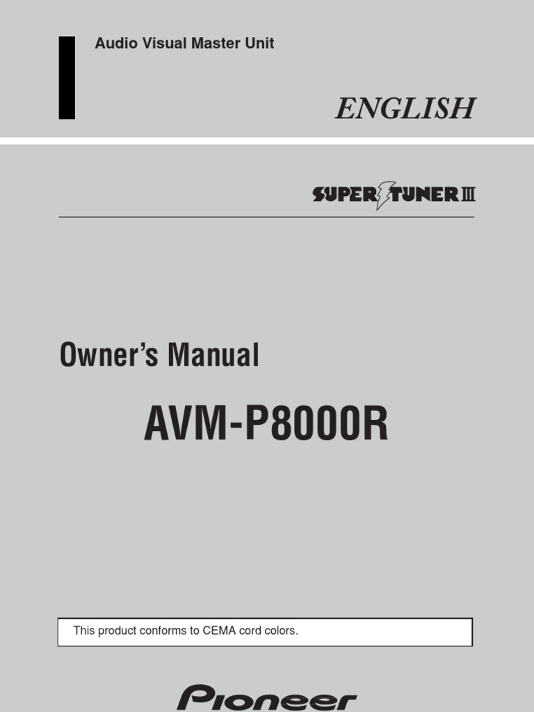 AVM-P8000R: Owner's Manual | PDF | Compact Disc | Equalization (Audio)