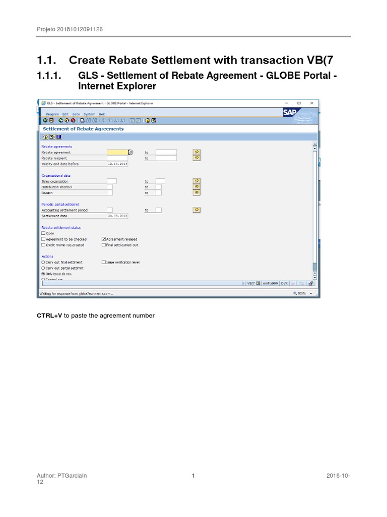 1.1. Create Rebate Settlement With Transaction VB (7 | PDF | Computers