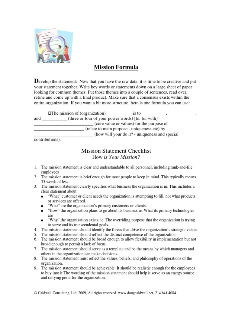 Formula To Create A Mission Statement | PDF | Business