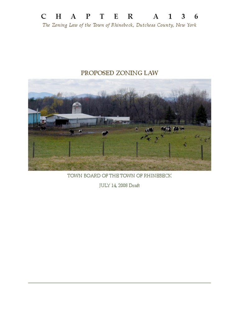 Rhinebeck Town Proposed Zoning Law CH A136 | PDF | Zoning | Article One Of  The United States Constitution