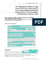 Dilution and Redistribution Effects of Rapid 2 Litre Infusions of 0.9 Saline and 5 Dextrose on Haematological Parameters and Serum Biochemistry in Normal Subjects a Double Blind Crossover Study Lobo Clin Sci 2001