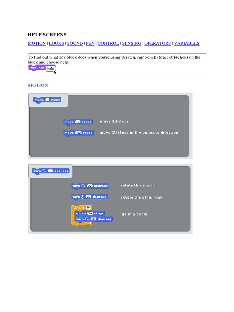 Scratch Help Screens Overview | PDF | Games & Activities | Computers