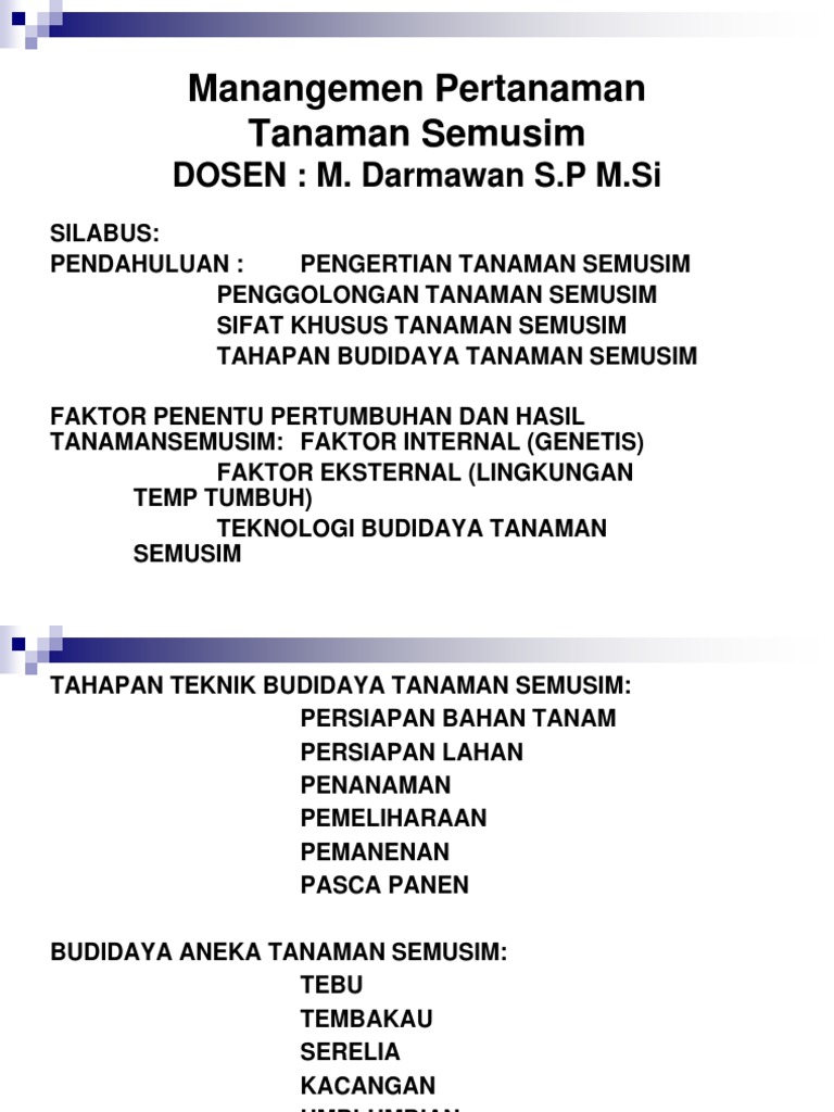 Budidaya Tanaman Semusim