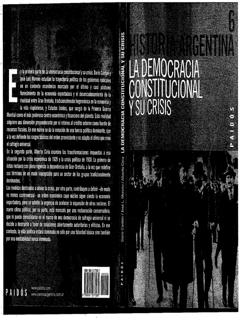 La Democracia Constitucional y Sus Crisis - Cantón, Moreno y Ciria. | PDF