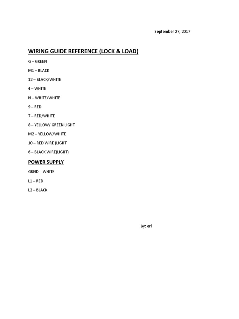 Wiring Guide Reference (Lock & Load) : Power Supply | PDF