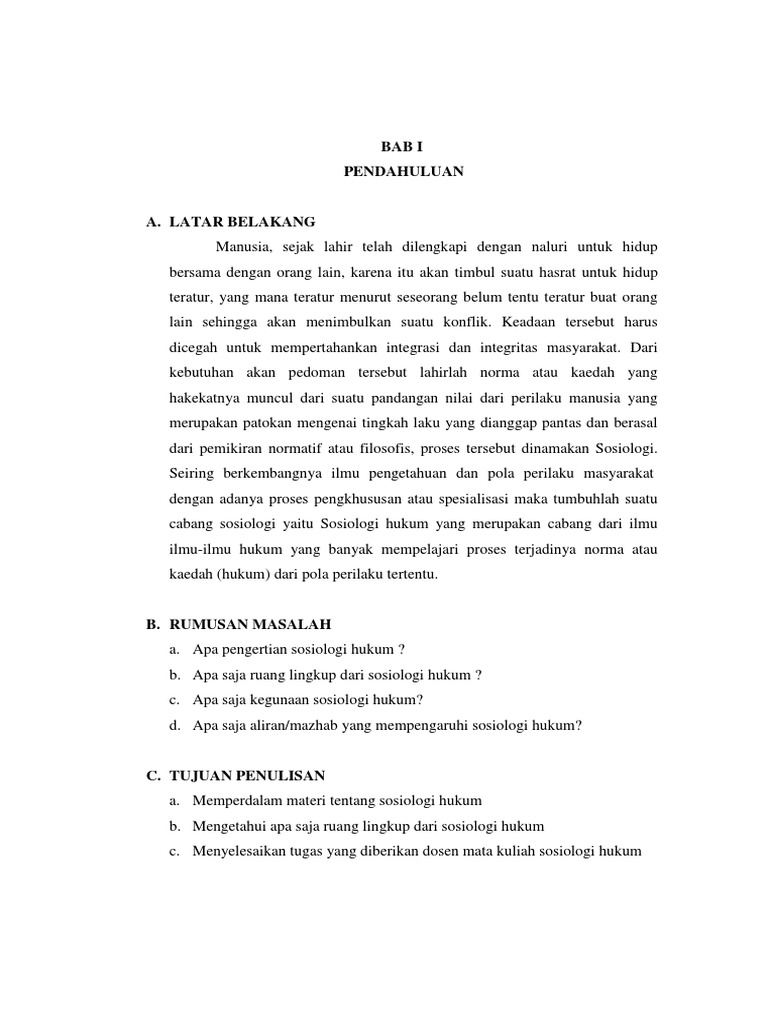 Tugas Mata Kuliah Sosiologi Hukum Ilmusosial Id