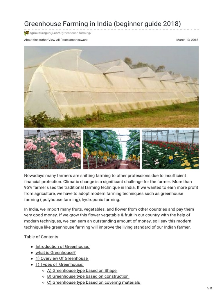 Greenhouse Farming in India Beginner Guide 2018 | PDF | Greenhouse ...