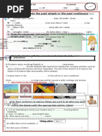 1 Year Bac Test (Test 1 Simple Past, Past Continuous, Articles, Used To and Vocabulary)