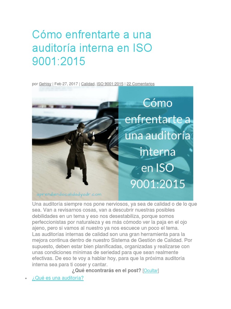 Criterios de Auditoría Interna ISO 9001 | PDF | Auditoría | Contralor
