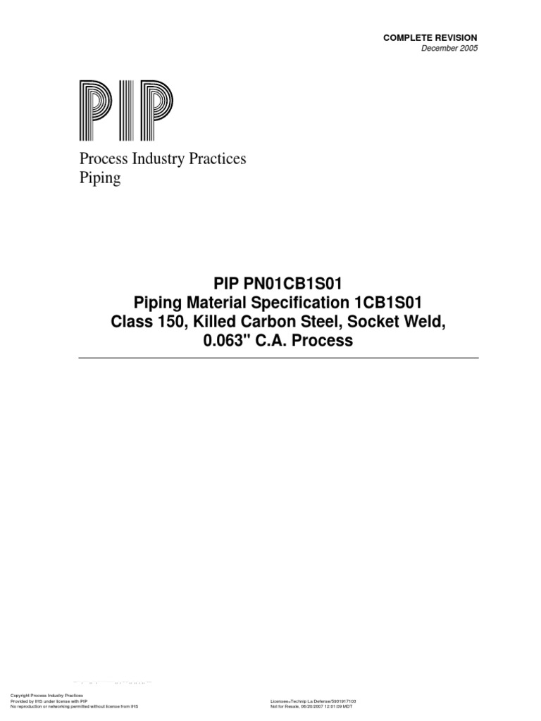Pip pn01cb1s01 Piping Material Specification 1cb1s01 Class 150 PDF ...