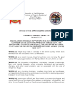 Barangay Resolution Support Illegal Drugs
