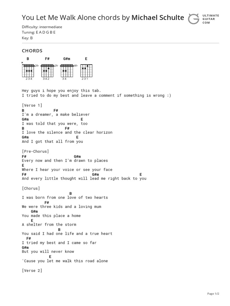 Michael Schulte You Let Me Walk Alone Piano