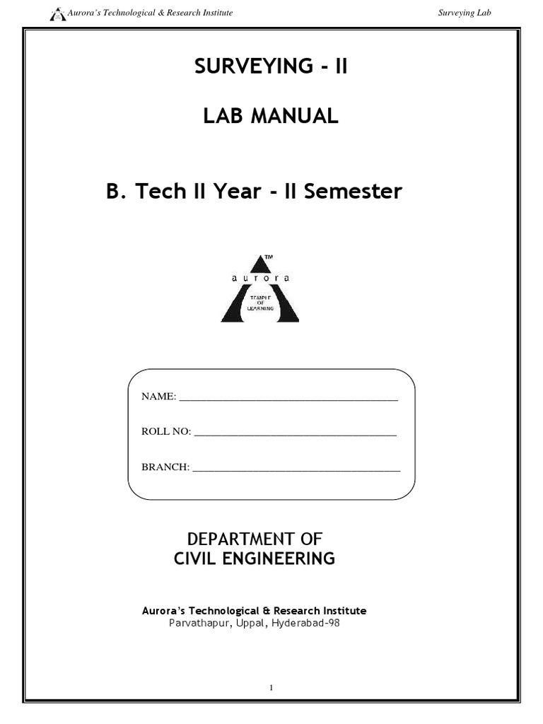Surveying Lab Manual PDF Surveying Scientific Observation