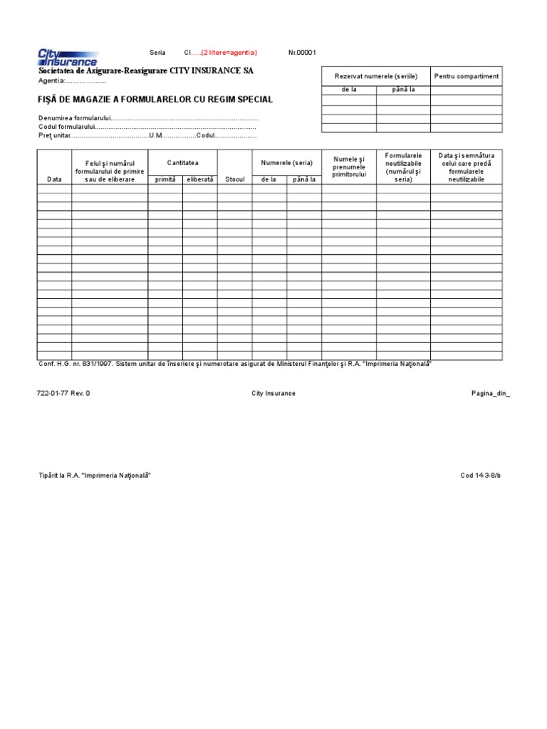 77 Fisa De Magazie A Formularelor Cu Regim Special