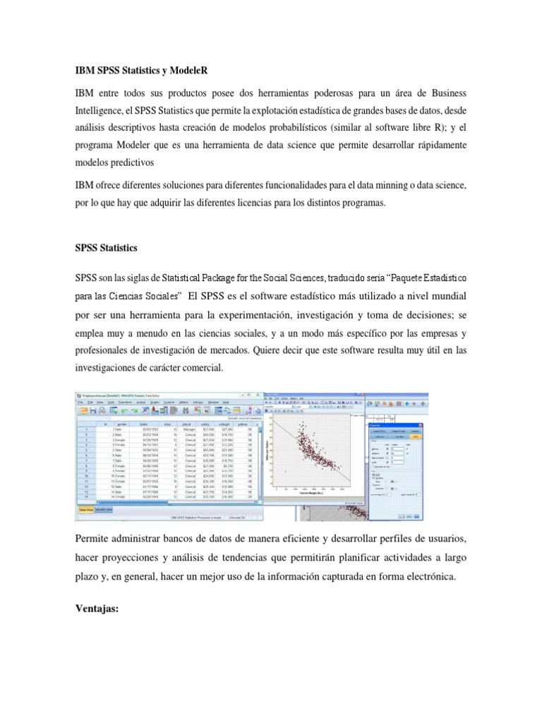 IBM SPSS Statistics y ModeleR | PDF | Spss | Procesamiento de datos