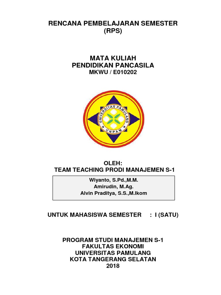 Mata Kuliah Pendidikan Pancasila Semester 1 - Berbagai Mata