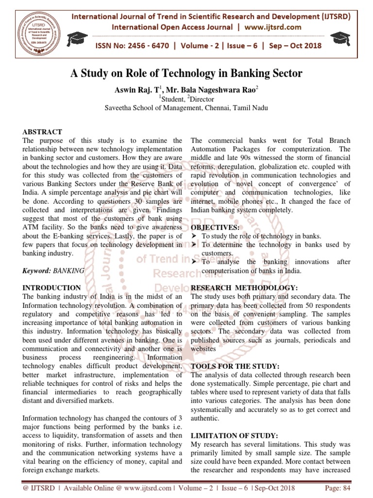 Role of Technology in Indian Banking | PDF | Online Banking | Banks ...