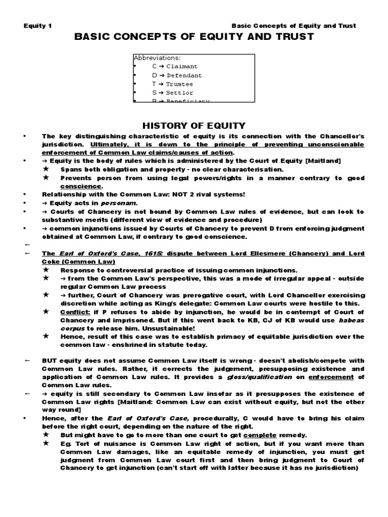 Basic Concepts of Equity and Trust | PDF | Court Of Chancery | Trust Law