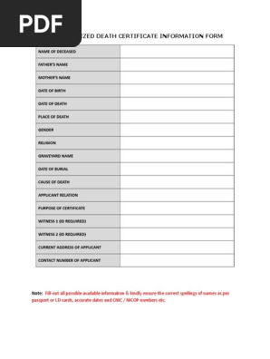 37 Blank Death Certificate Templates 100 Free ᐅ Template Lab