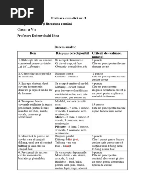 Barem Analitic 3 Clasa 5