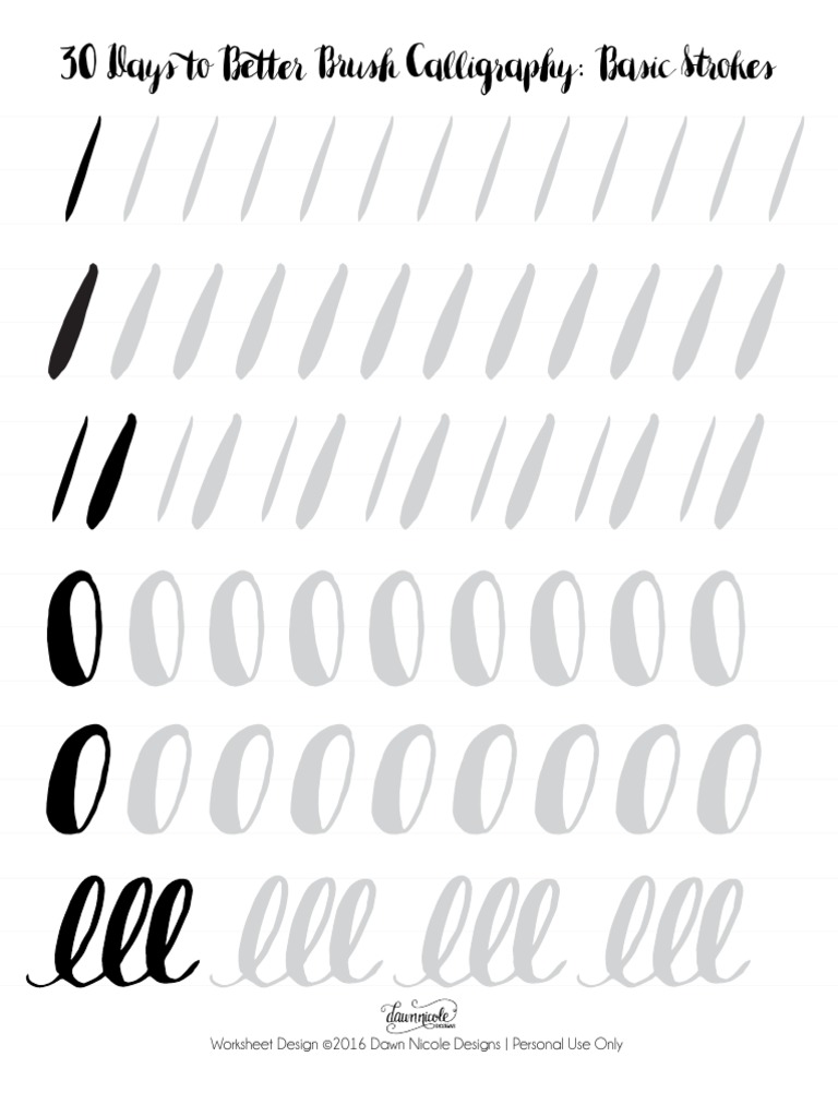 Brush Pen Exercise Sheets PDF Calligraphy Languages