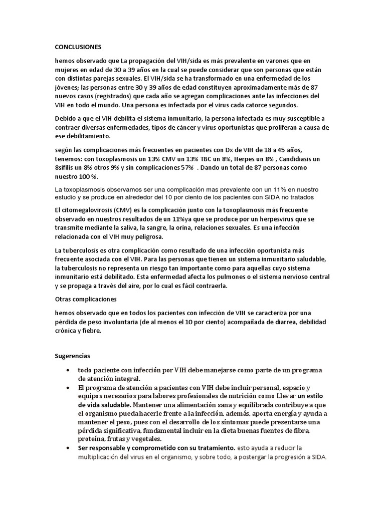 Conclusiones y Sugerencias | PDF | VIH / SIDA | Virus