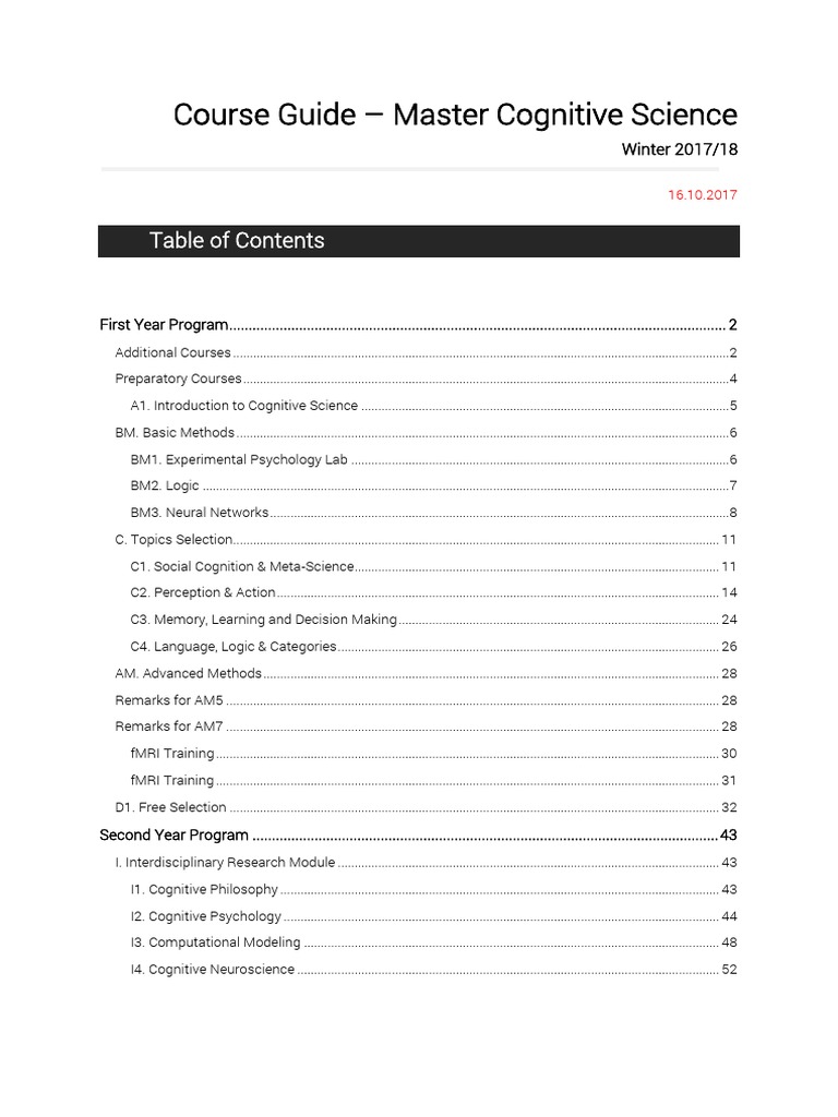 Master Cognitive Science Course Guide | PDF | Mind | Cognitive Science