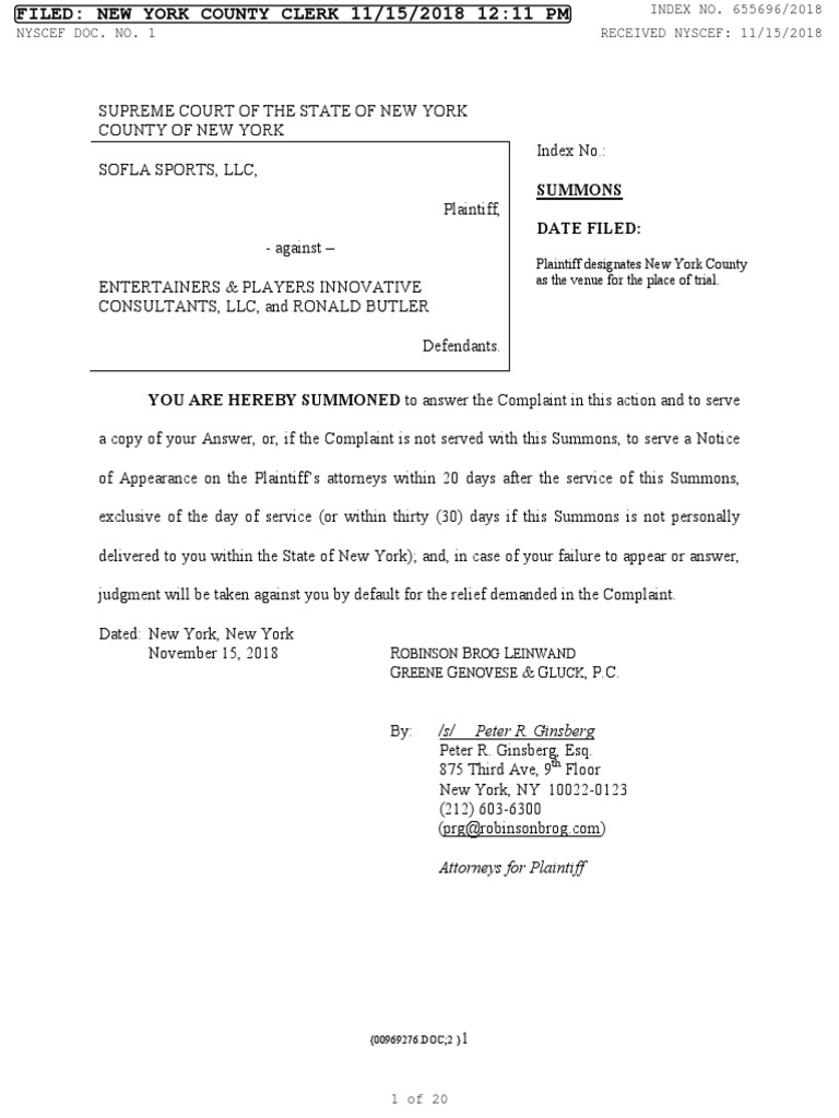 SoFla Sports V EPIC and Ronald Butler PDF Tortious Interference