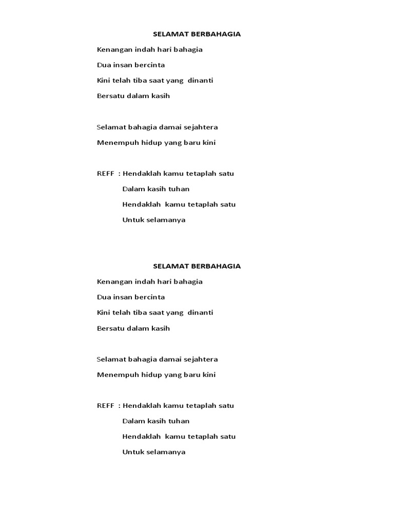 Selamat Berbahagia Lagu Pernikahan